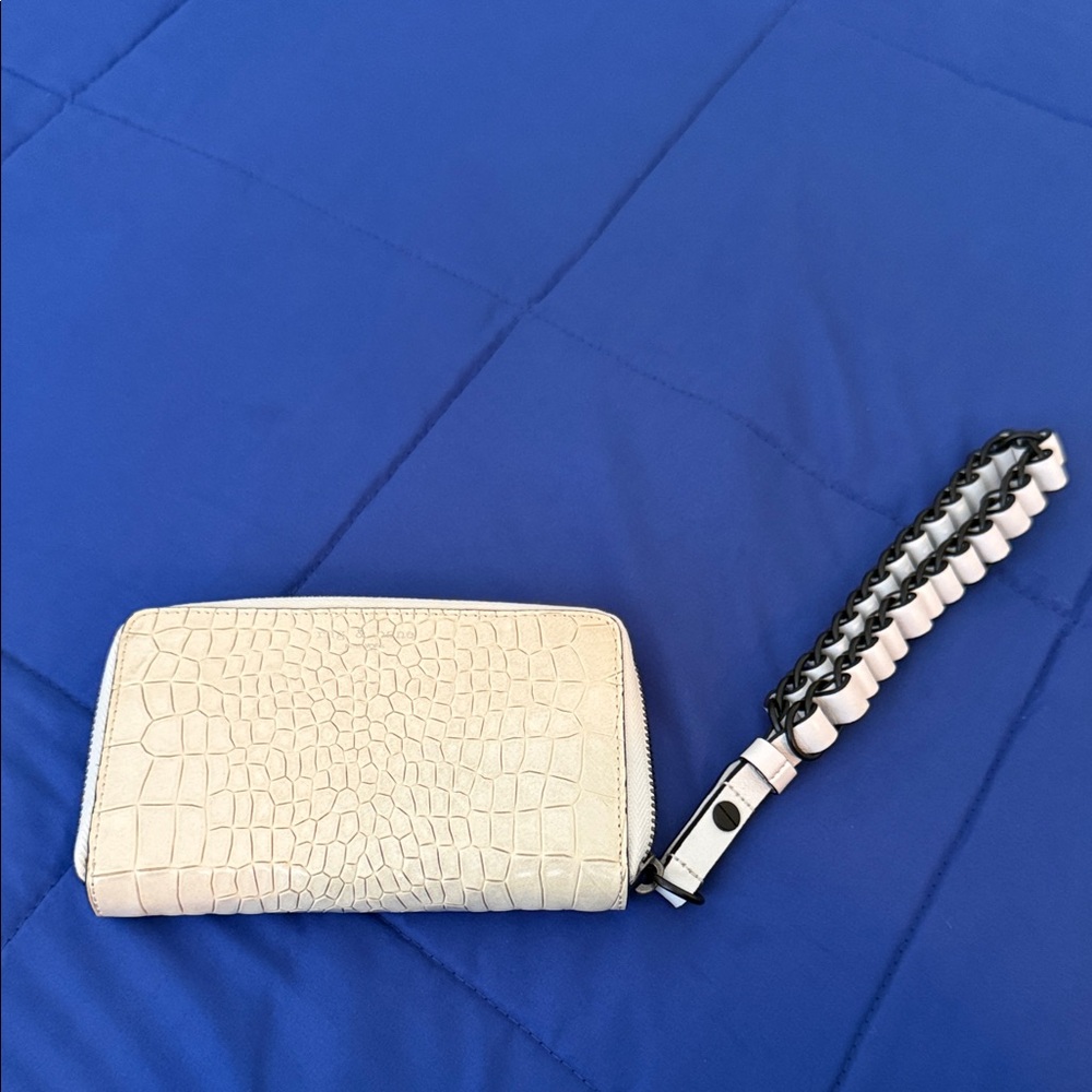 Rag & Bone Cream Croc Wallet Wristlet